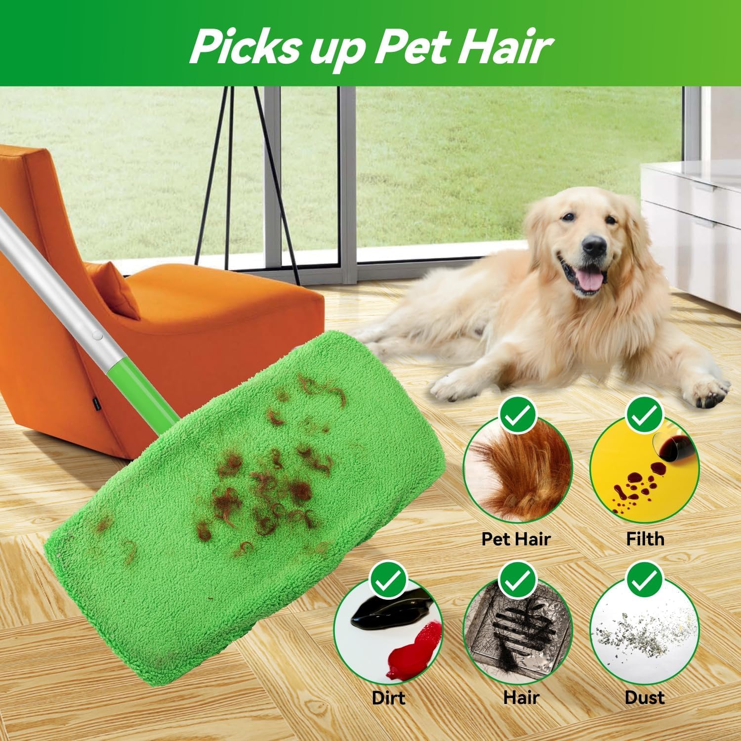 Reusable Microfiber Mop Pads Washable Wet Pads Compatible with Swiffer Sweeper Refills Pads for Wet & Dry Sweeping Cloths Mop Head Replacement