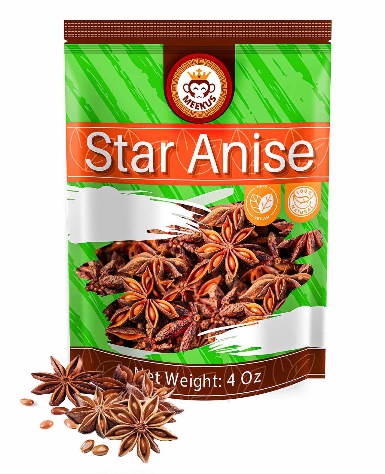 Meekus Premium Star Anise Whole - Aromatic Spice for Flavorful Seasoning & Tea- Pure Star Anise Seeds, Ideal for Culinary Use - 4 oz (1 Pack?