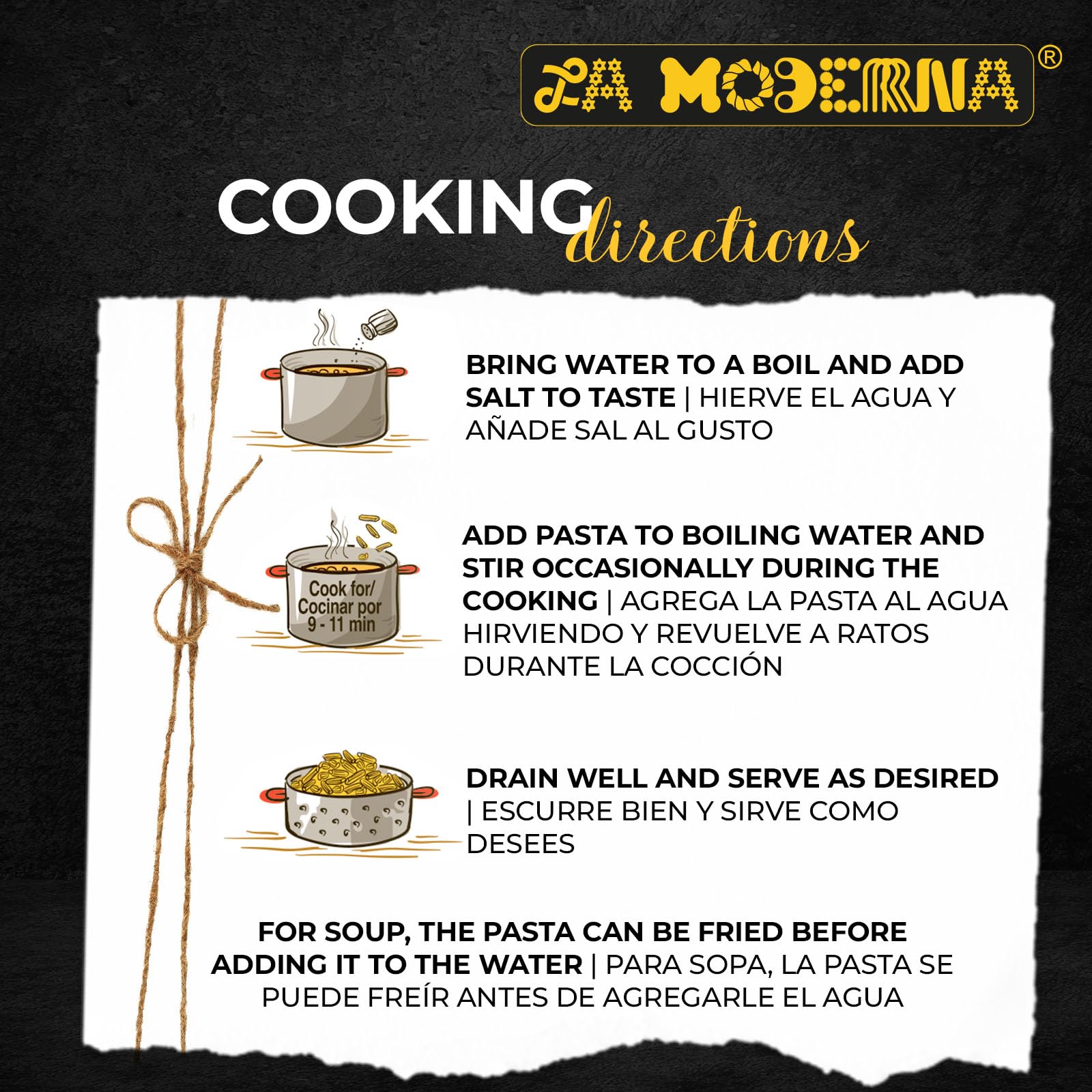 LA MODERNA, Elbow Codos Pasta, 16 oz (Pack of 1) | Enriched Durum Wheat Semolina | Kosher, Non-GMO, Iron and Vitamin-Fortified | Perfect for Soups
