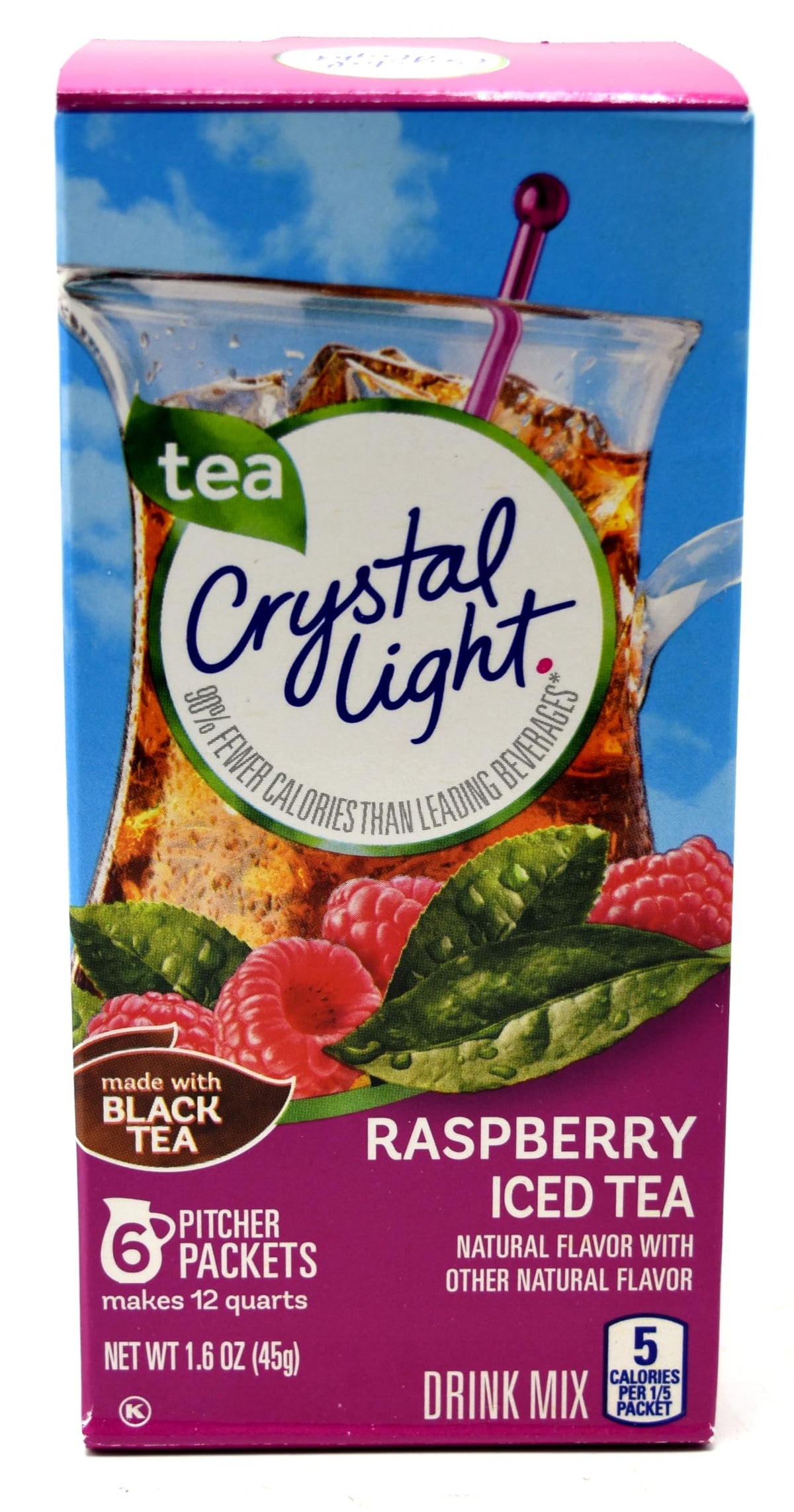Crystal Light Raspberry Iced Tea Drink Mix, 12-Quart 1.6-Ounce Canister (Pack Of 5)