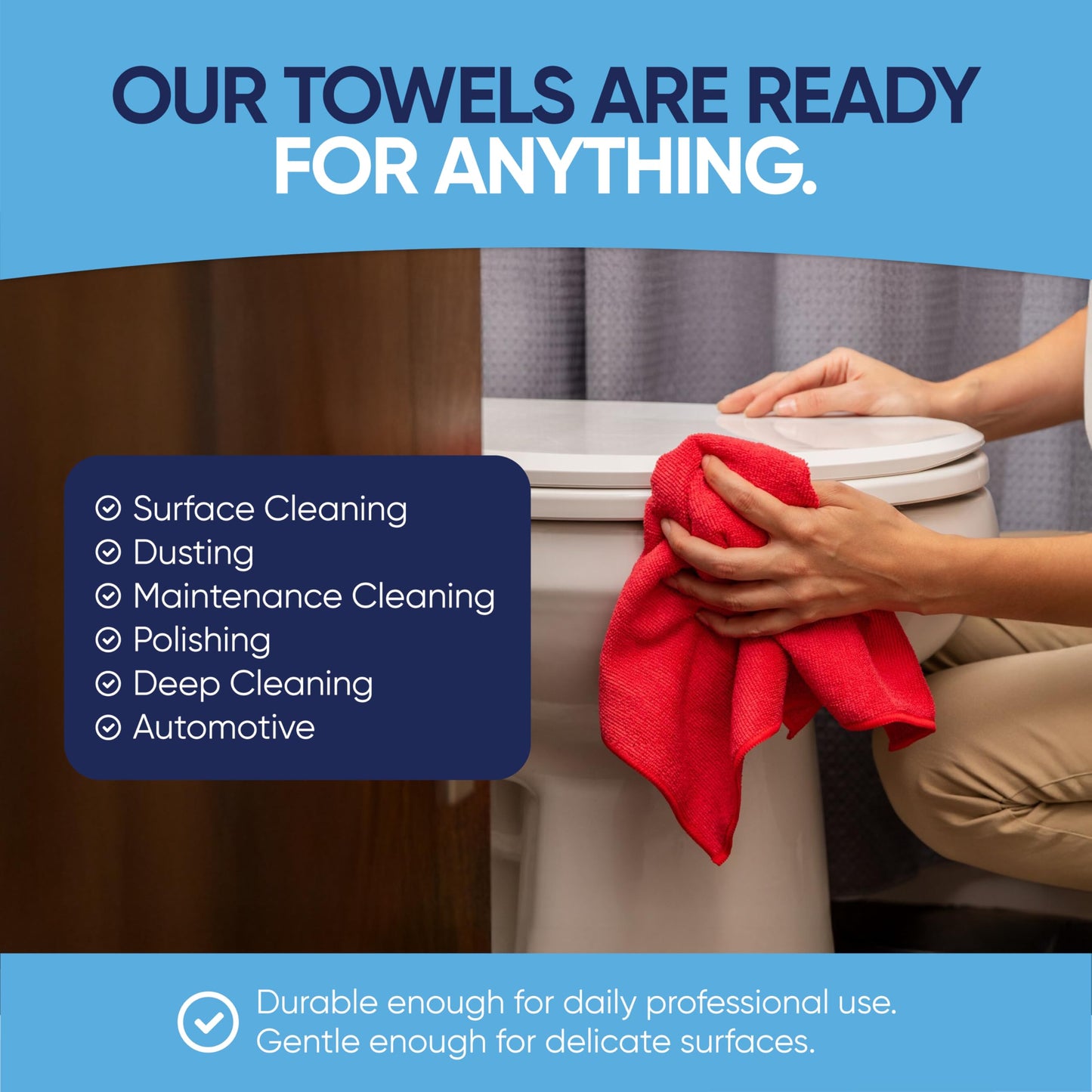 12" x 12" Microfiber Cleaning Cloths (50 Pack) - Reusable Towels, Wash Rags, Dust Cloth, All-Purpose: Kitchen, Dish, Cars, Shop, Glass (Red)