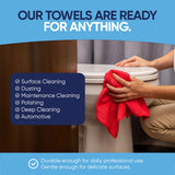 12" x 12" Microfiber Cleaning Cloths (50 Pack) - Reusable Towels, Wash Rags, Dust Cloth, All-Purpose: Kitchen, Dish, Cars, Shop, Glass (Red)