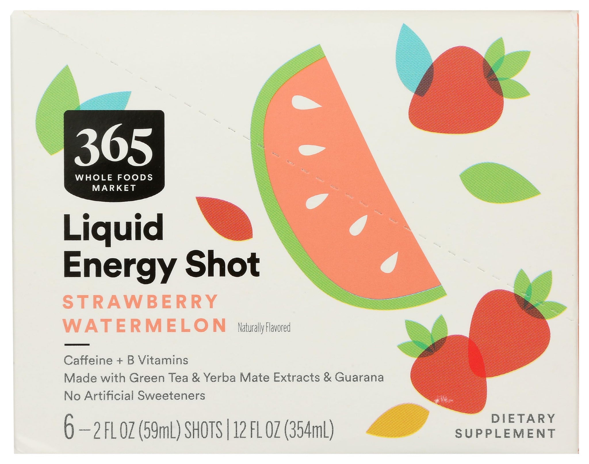 365 by Whole Foods Market, Energy Shot, Strawberry Watermelon, 2 Fl Oz, 6 Pack