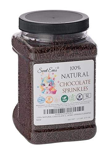 100% NATURAL CHOCOLATE SPRINKLES. Gluten Free. Dairy Free. Egg Free. Soy Free. Nuts Free. Vegan. HKC. Lactose Free. Bulk- 1.5 LBS. Resealable