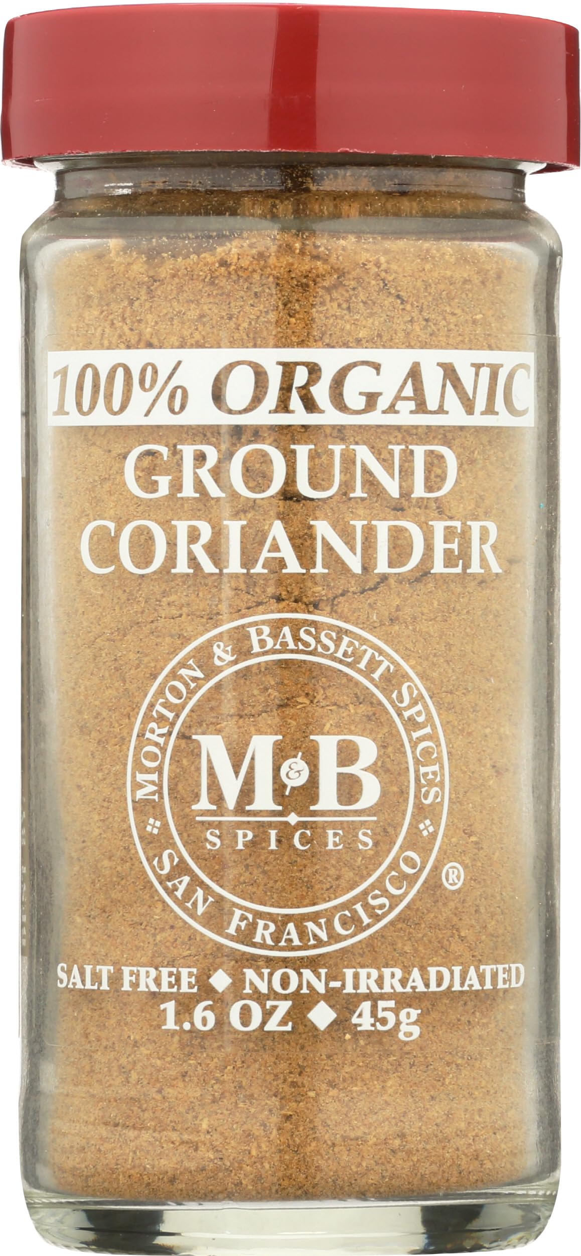 Morton & Bassett 100% Organic Ground Coriander | Warm, Citrusy Spice for Global Cooking | Gluten Free, Salt Free, Non-GMO | 1.6 oz Jar