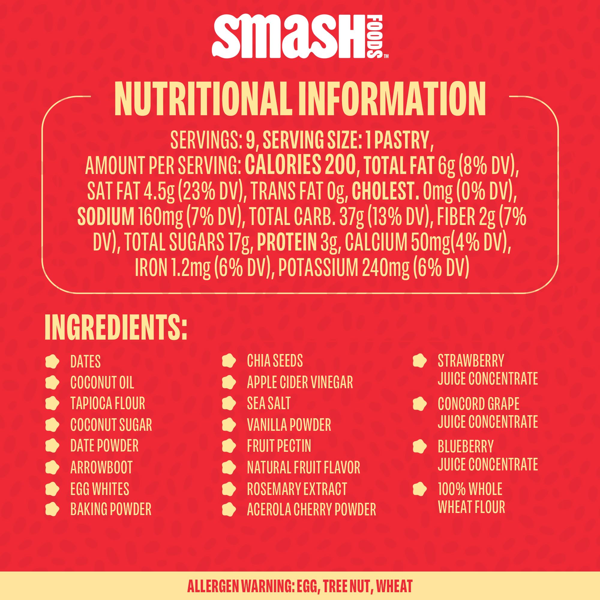 Smash Foods Toasties Variety 3 Pack - Healthy Whole Wheat Toaster Pastries Strawberry, Blueberry, Grape - No Refined Sugar, Real Fruit Filling - 9