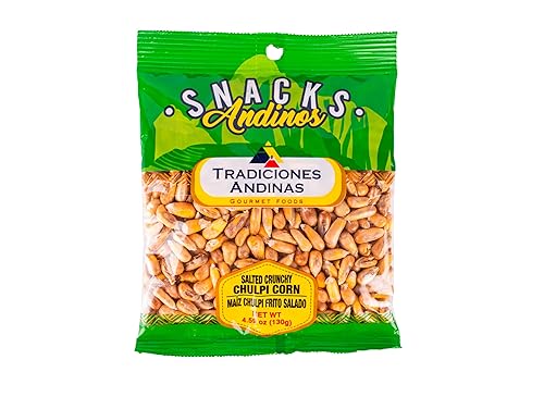 Tradiciones Andinas Salted Crunchy Chulpe Corn 4.59 oz - Snack Chulpi Frito y Salado, Salty Fried, Peruvian Products Ready To Eat, Individual Bags