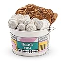 David’s Cookies Assorted Cookies Bucket with Thin Crispy Cookies and Butter Pecan Meltaways Treats - Freshly Baked and Gourmet Cookies Gift Basket