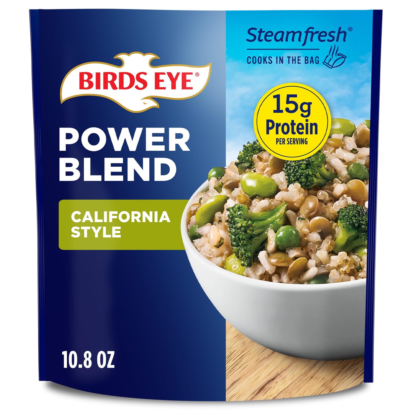 Birds Eye California Style Power Blend, Convenient Frozen Sides with Brown Rice and Frozen Vegetables, 10.8 OZ Bag