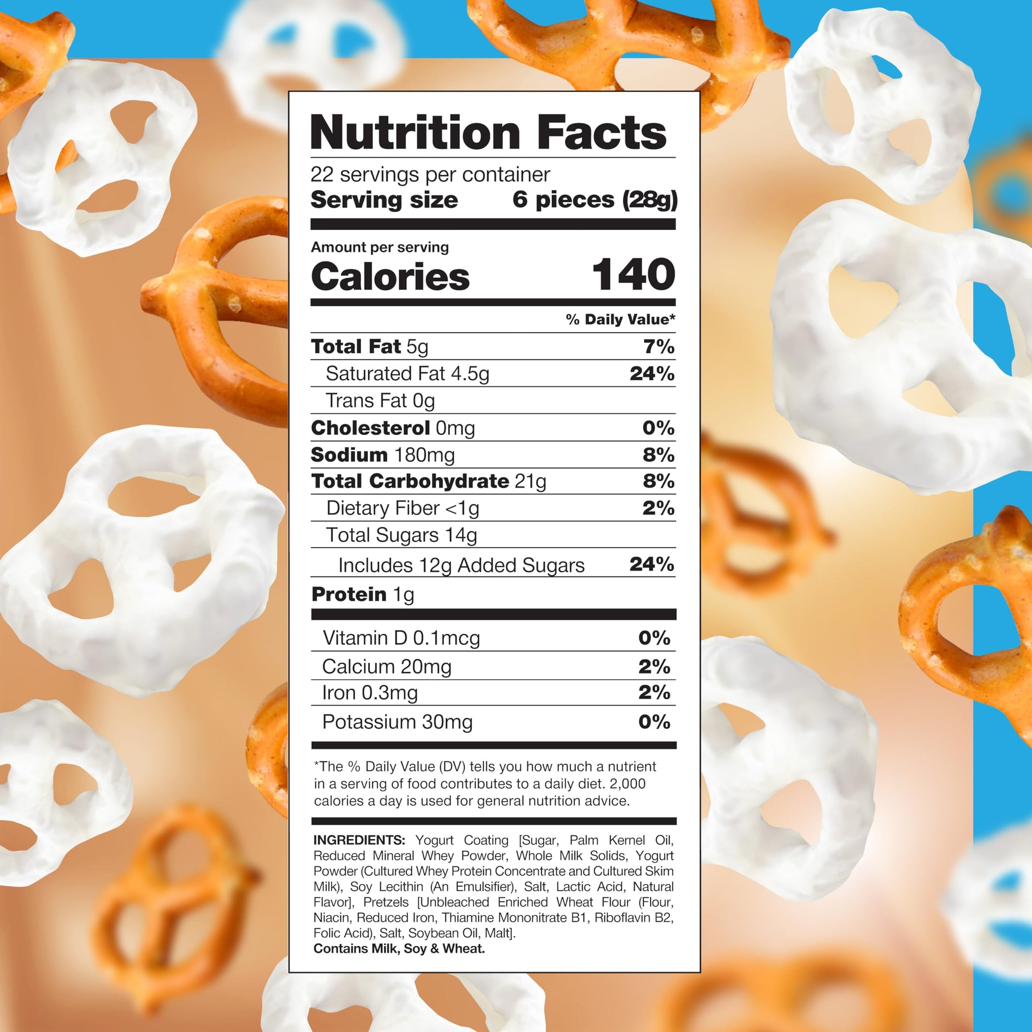 Yogurt Covered Pretzels - 22 Ounce Pack - Vanilla Yogurt Pretzels for Office Bowls, Snacking, and Gifting - Sweet & Salty Snack - Crunchy Holiday