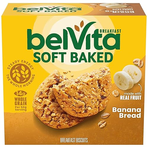 belVita Soft Baked Breakfast Bars, Banana Bread, 5 Packs (1 Biscuit Per Pack)