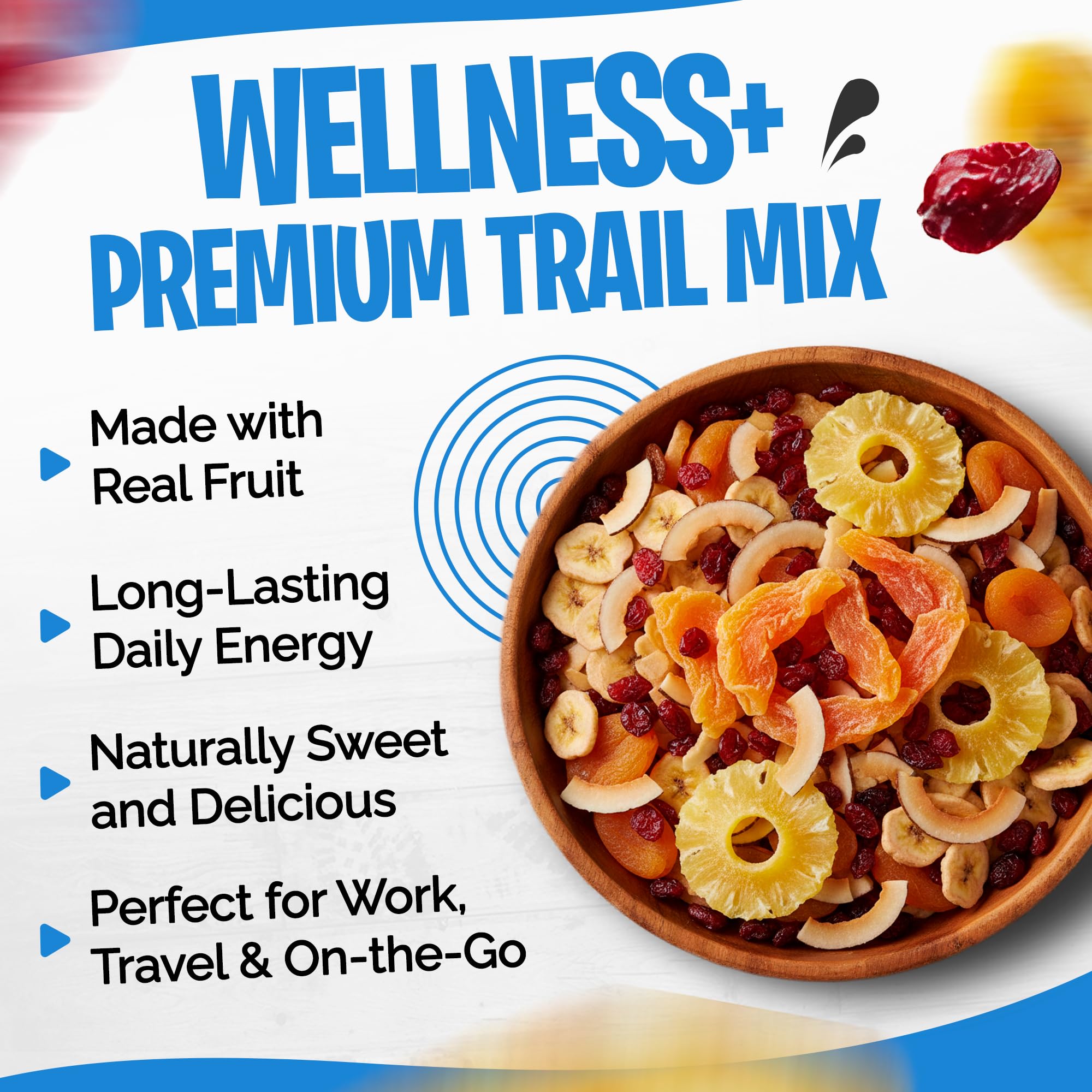 Tidbit Premium Trail Mix with Tropical Dried Papaya, Pineapple, Cranberries, Banana & Coconut Chips - Healthy Trail Mix Fruit Snack Mix for Natural
