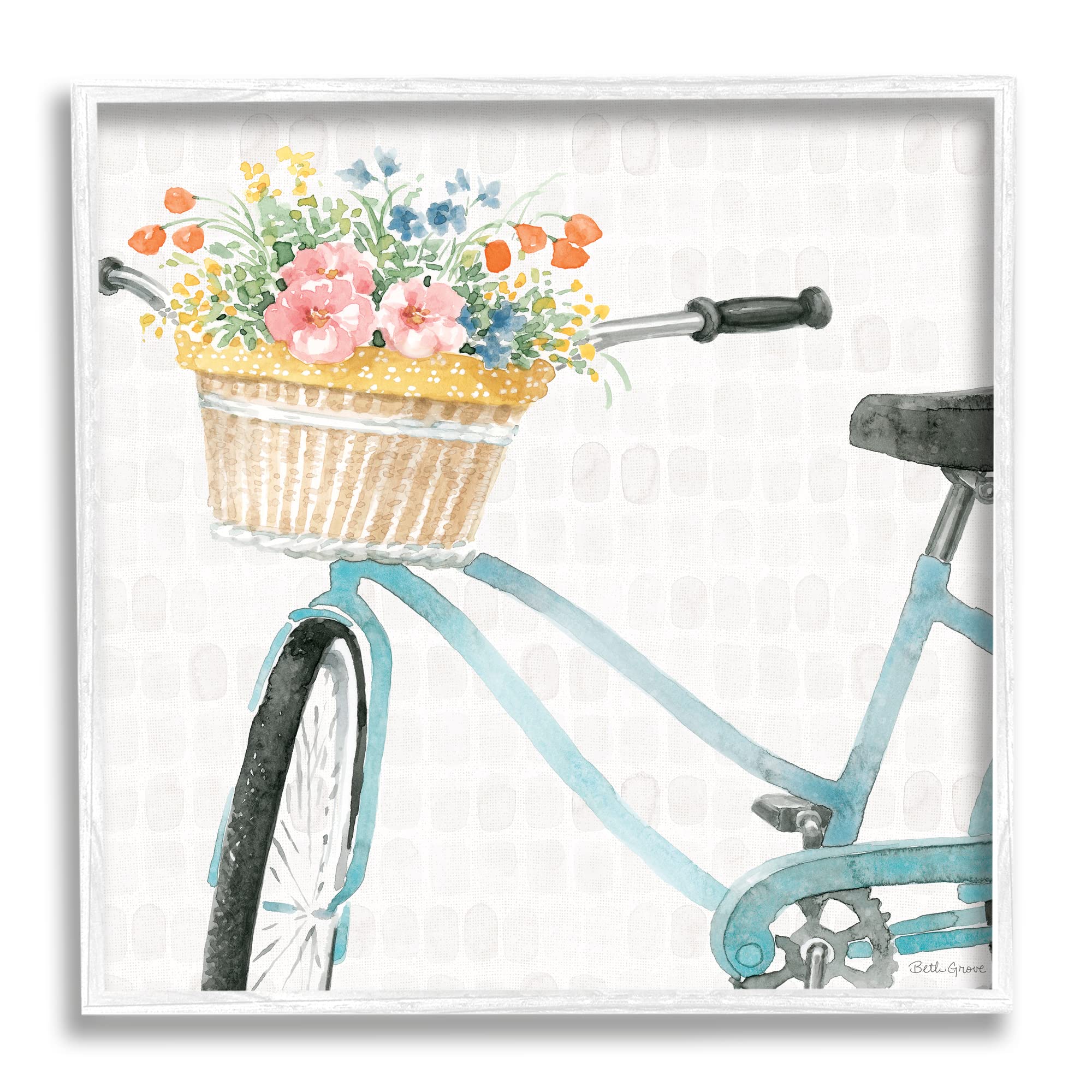 Country Bicycle Basket Floral, 12 x 12 Inch Framed Giclée Print