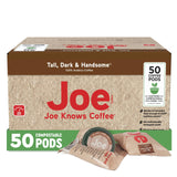 Joe Knows Coffee, Tall Dark & Handsome - 50 Count Compostable Dark Roast Coffee Pods | Bold & Rich Flavor | Compatible With K-Cup Brewers |