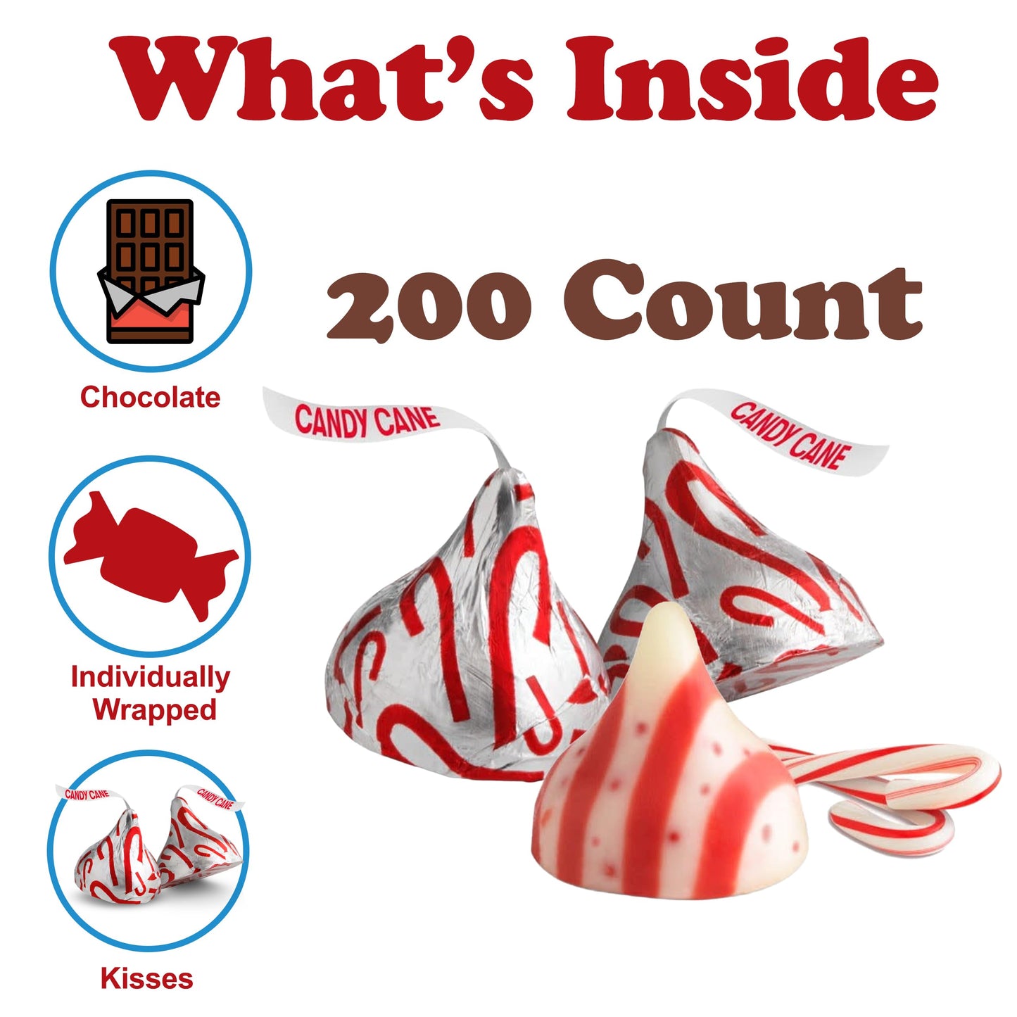 Christmas Hershey Candy Cane Kisses, 2 Lbs Bulk, Individually Wrapped Hershey Milk Chocolate Holiday Kisses with Candy Cane Bits, Stocking Stuffer
