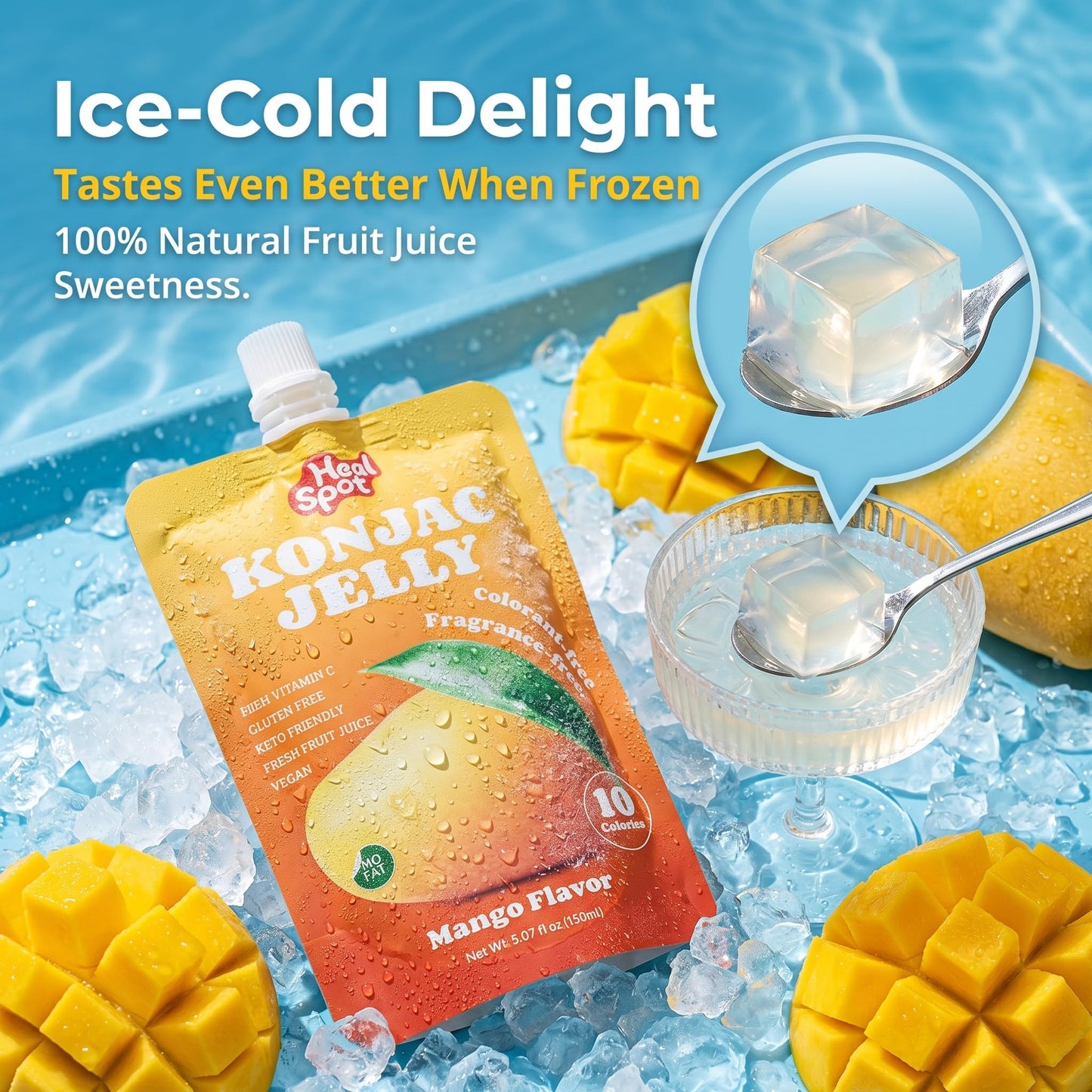 Healspot Real Fruit Juice Snacks Konjac Jelly with Collagen Peptides and Vitamin C, No Artificial Sweetener, Low Calories|Gluten Free|Keto Friendly