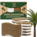 Natural Brown Cellulose Kitchen Sponges, 12 Pack - Plant-Based Coconut Dish Sponge, Non-Scratch Scrubber, Compostable & Biodegradable Eco-Friendly