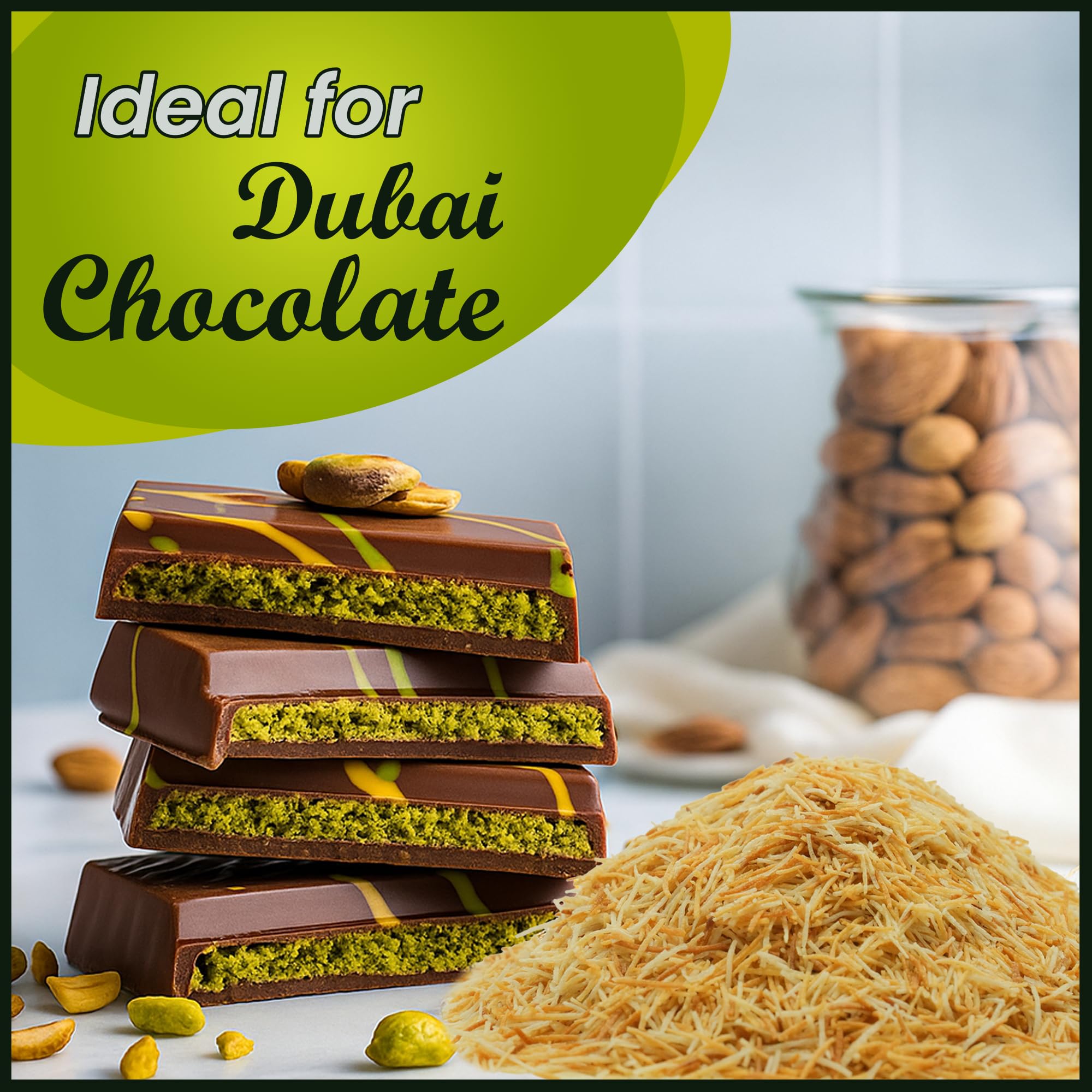 Harveast Shredded & baked Kataifi (kadayif) 8 Ounces (227g), Ready to use Roasted Kataifi for Dubai chocolate, Knafeh, Kunafa, Pistachio Chocolate