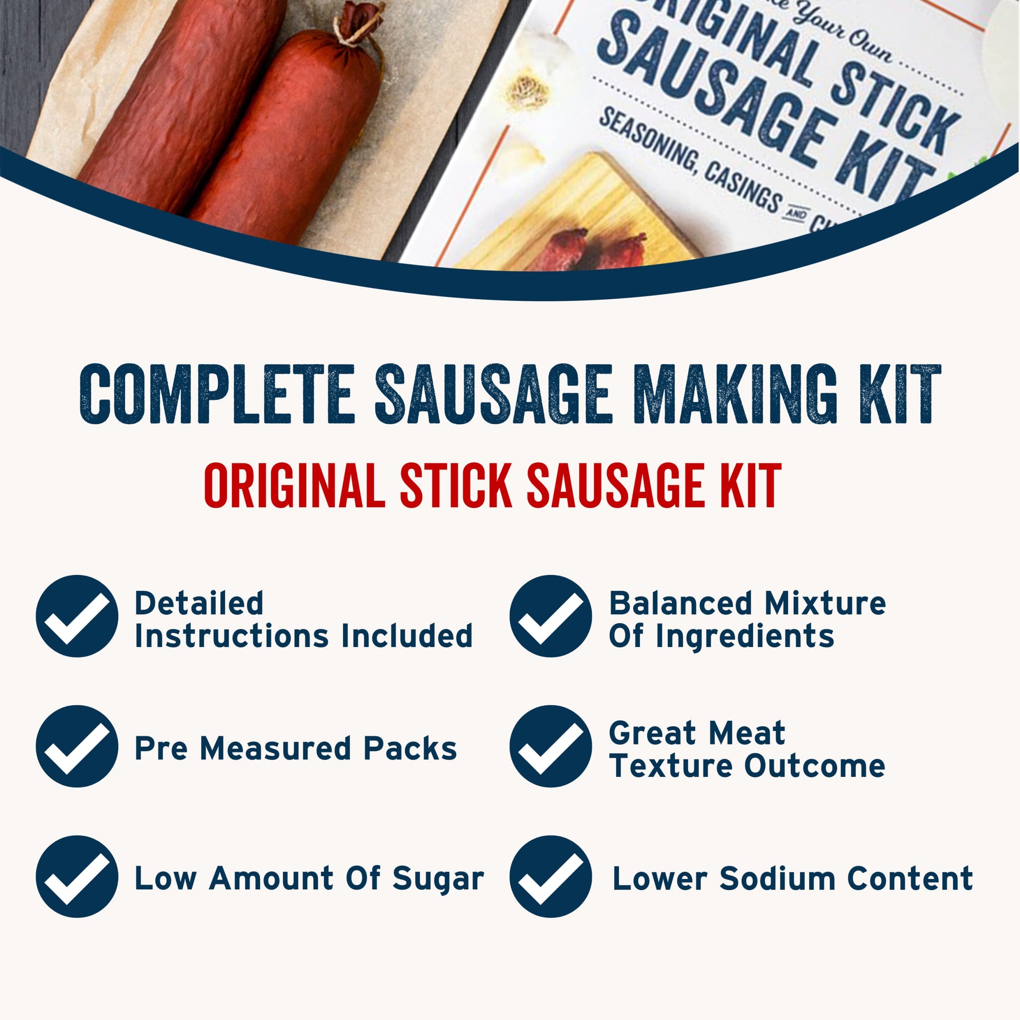 PS Seasoning Original Snack Stick Kit- Includes Snack Stick Sausage Seasoning Mix, Cure, and Collagen Casings for up to 25lbs of Meat- Easy to Use
