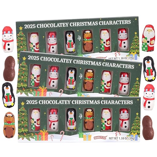 Mini Chocolatey 2025 Christmas Characters, Individually Foil Wrapped Pieces, Stocking Stuffer Candy, 1.38 Ounces (Pack of 3)