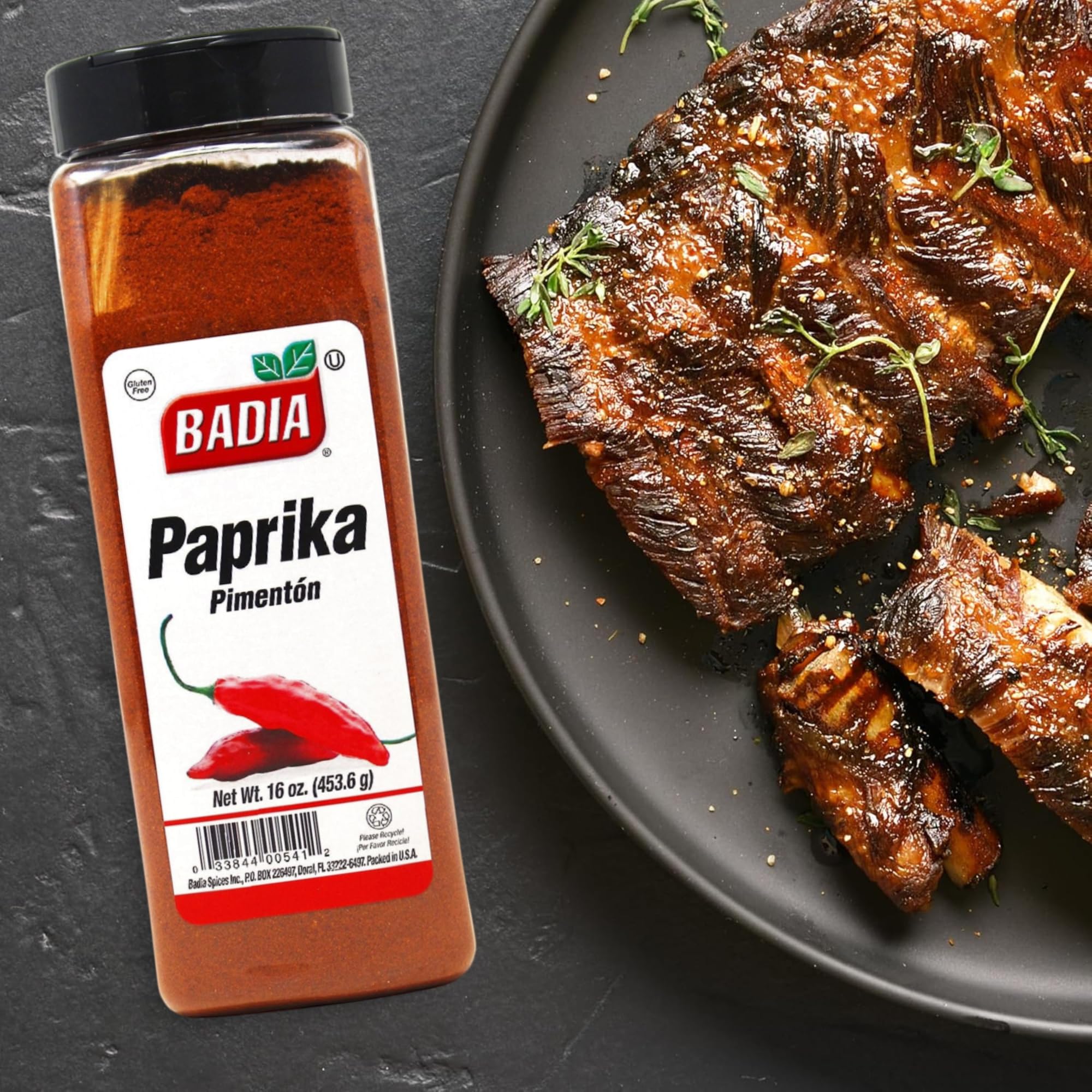 Badia Paprika, 16 oz - Mild Sweet Flavor for Cooking Rice, Seafood, Stews, Garnishing, Grilling & Seasoning, All-Natural Spice