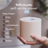 Betterway Unbleached Bamboo Toilet Paper Rolls - Eco-Friendly 3 Ply Toilet Tissue - 12 Long-Lasting Rolls - 360 Sheets/Roll - Organic, FSC Certified