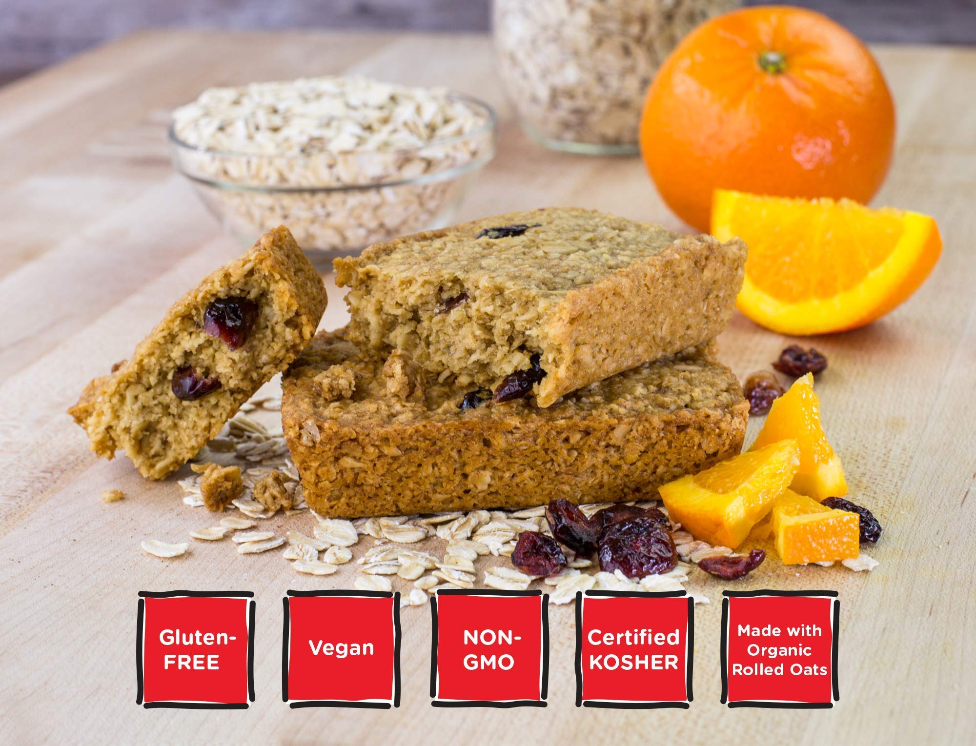 Bobo's Cranberry Orange Oat Bars, Simple Ingredients, Whole Grain Oats, Plant Based, Gluten Free Breakfast Bars, Non-GMO, Healthy Snacks for Adults