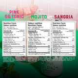 CLEVER - Nonalcoholic Mocktails Mix Pack, 3 Mocktails Non-alcoholic Drinks: Mojito, Sangria & Pink G & Tonic, Low-Calorie All-Occasion Refreshing