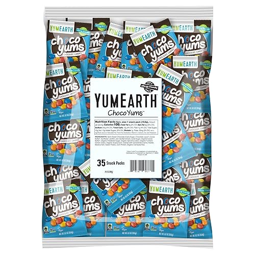 YumEarth Choco Yums Fun Size Vegan Milk Chocolate Candy - Bulk Bag of Dairy, Allergen and Dye Free Chocolate Candy Packs for Halloween - 35 Count