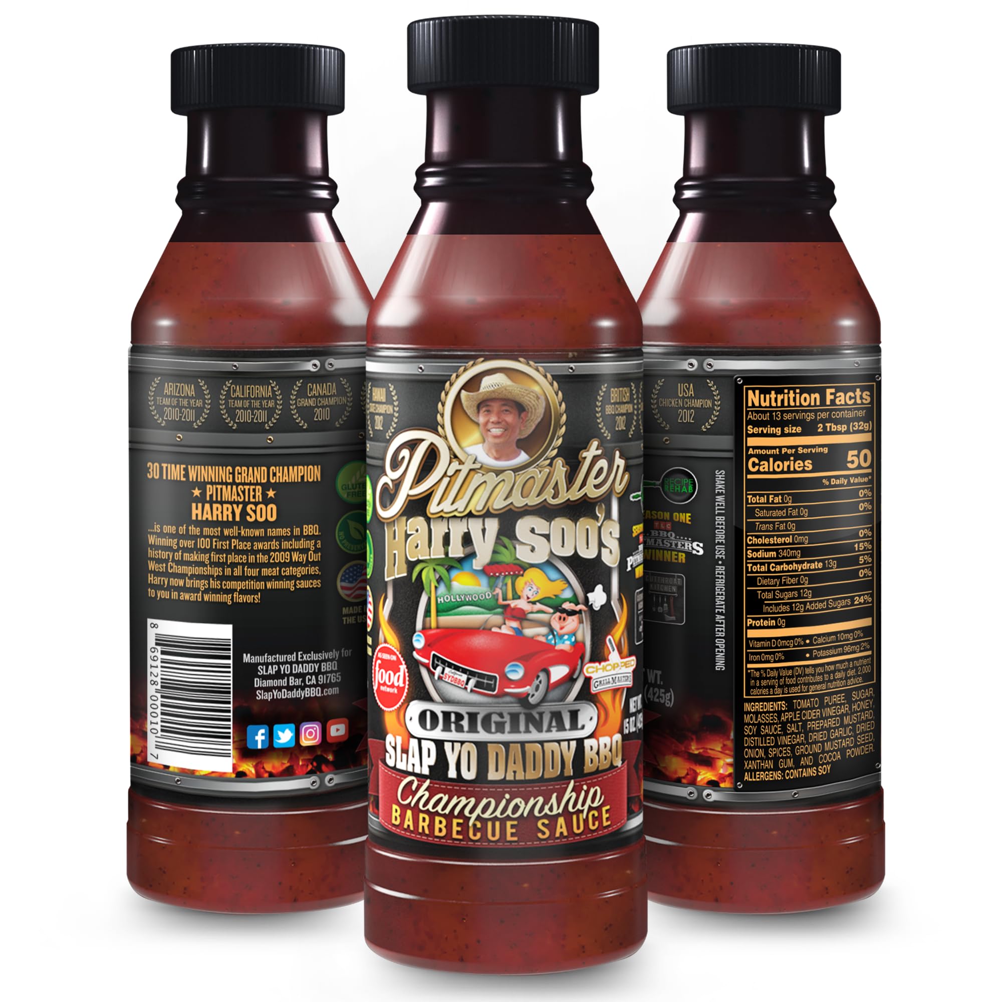 Slap Yo Daddy BBQ Sauce, Original - Championship Barbecue Sauce From Pitmaster Harry Soo - For Grilling & Smoking - No MSG, Gluten-Free - 15 oz