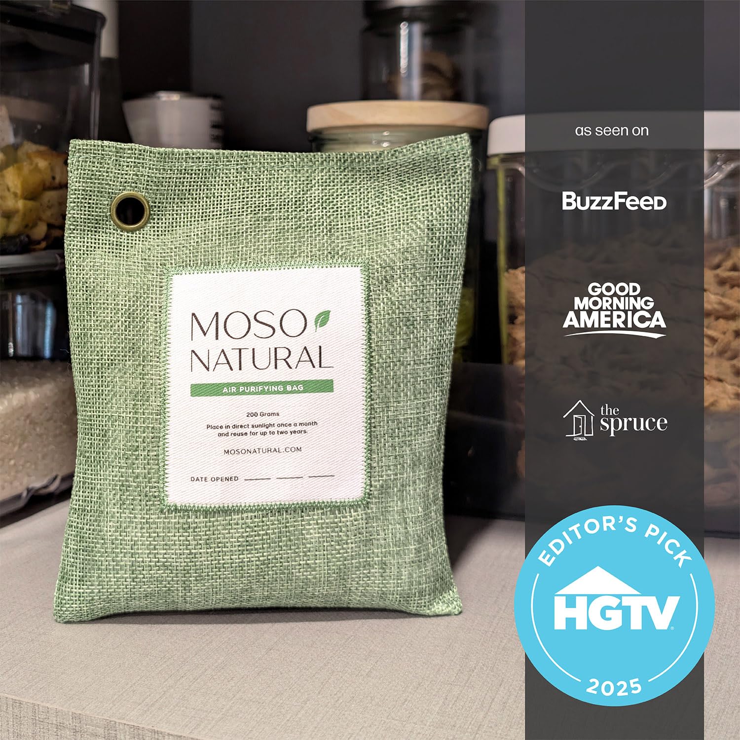 Moso Natural Air Purifying Bag 200g (3 Pack). A Scent Free Odor Eliminator for Cars, Closets, Bathrooms, Pet Areas. Premium Moso Bamboo Charcoal Odor