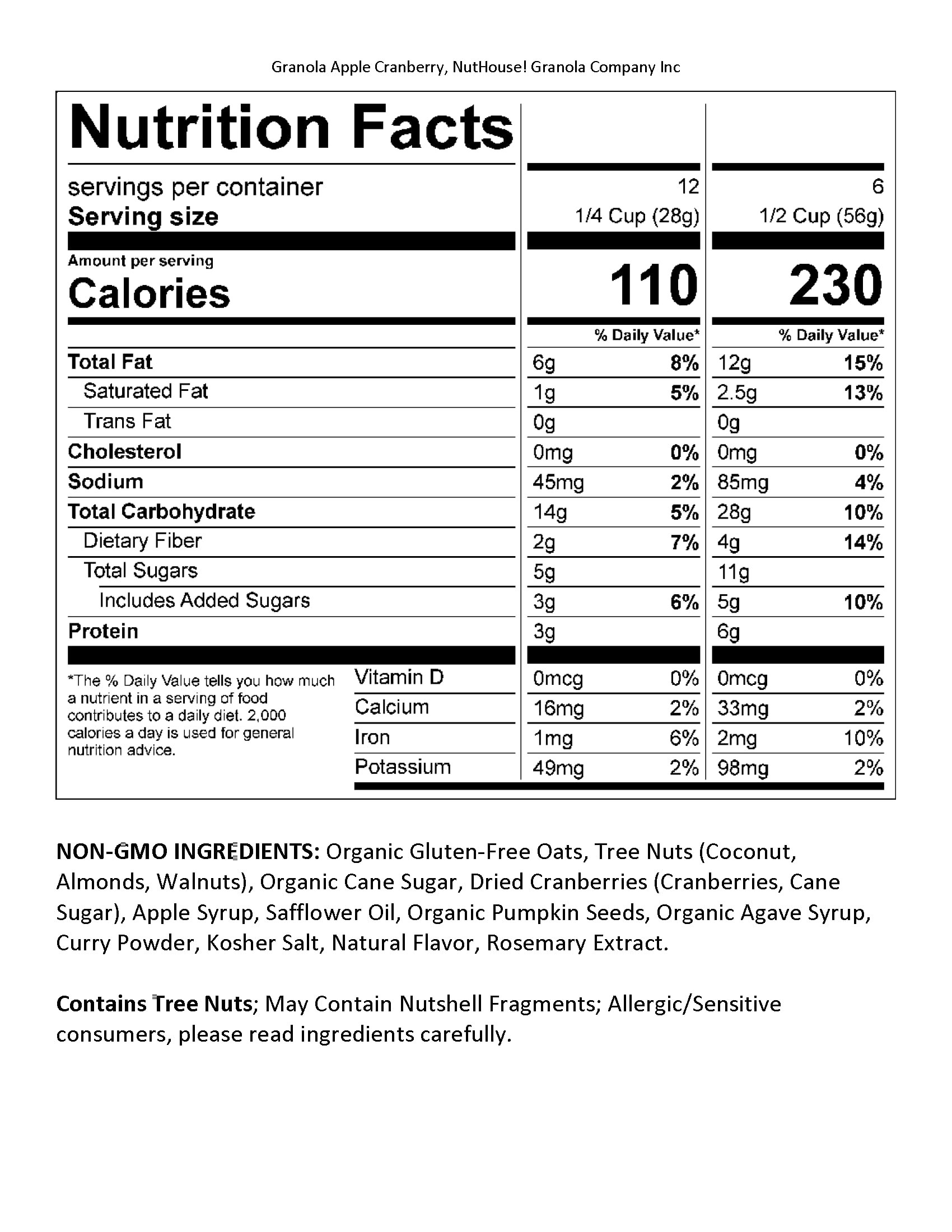 NutHouse! Granola Company - Premium Apple-Cranberry Granola | Certified Gluten-Free, Non-GMO, Kosher | Vegan, Soy-Free | 12 oz. Bag (3-Pack)