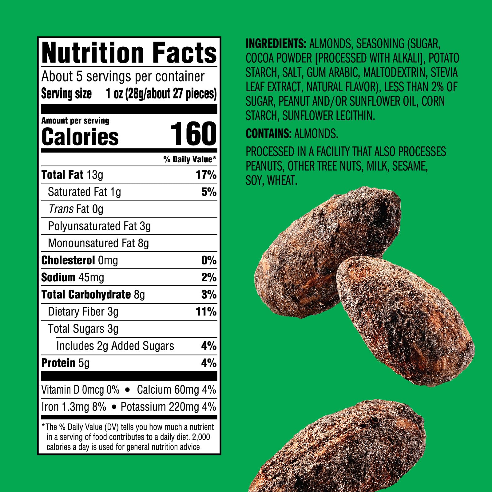 Emerald Nuts, Cocoa Roast Almonds Variation (5 Ounce (Pack of 4))