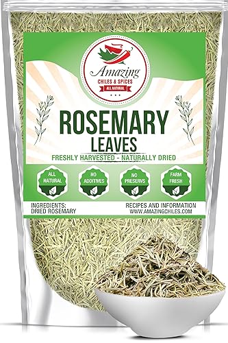 Dried Rosemary Leaves, 3 oz. Premium All Natural Herbs and Spices for Meat, Fish, Oils, Dips, Tea. Farm Fresh, Rich Savory Flavor by Amazing Chiles
