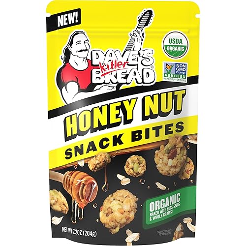 Dave's Killer Bread Honey Nut Organic Snack Bites, Honey Organic Snacks, 7.2 oz