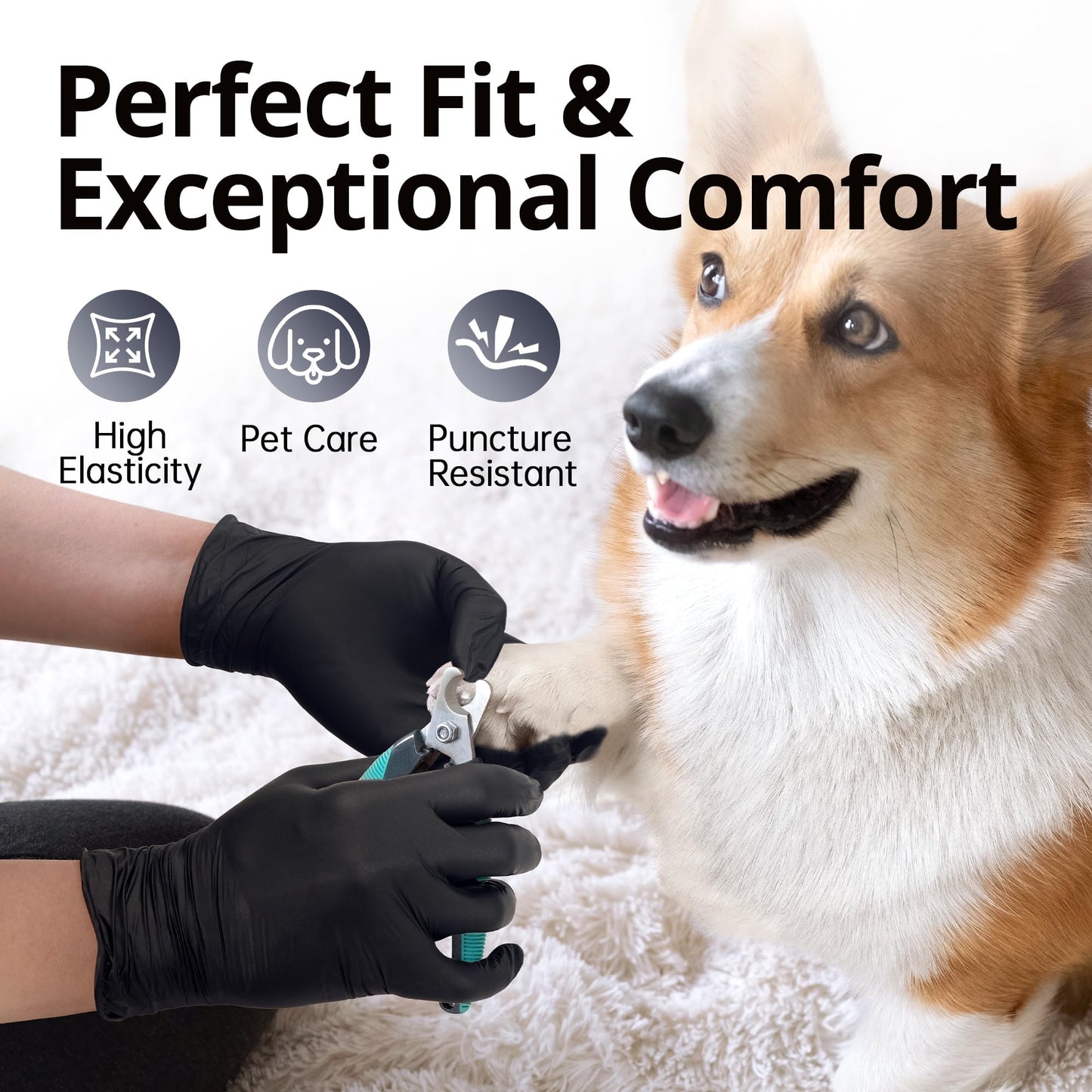 SwiftGrip Disposable Nitrile Gloves, Black Nitrile Gloves Disposable Latex Free for Cooking & Esthetician, Food-Safe Rubber Gloves, Powder Free