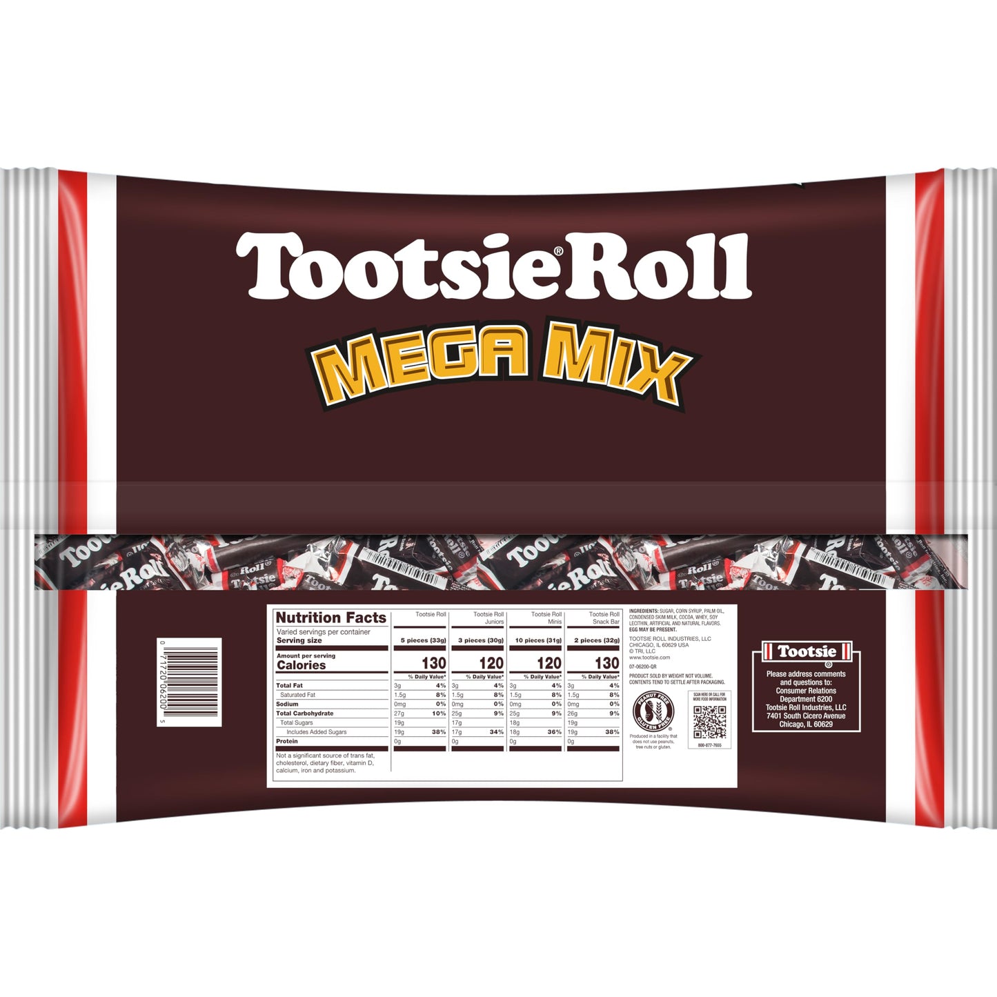 Tootsie Roll Mega Mix, 4 Different Shapes and Sizes of Classic Chocolatey Tootsie Rolls - 4 Pound Bag