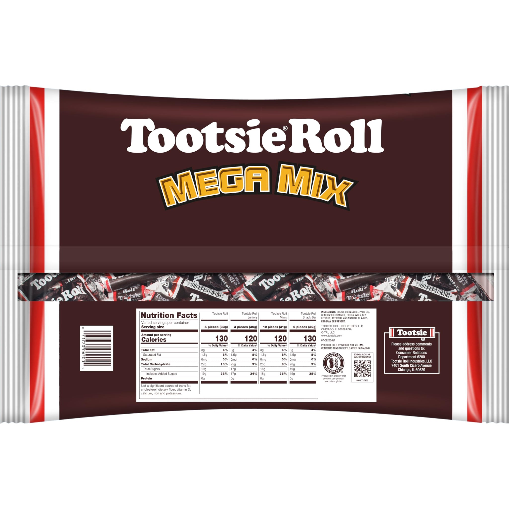 Tootsie Roll Mega Mix, 4 Different Shapes and Sizes of Classic Chocolatey Tootsie Rolls - 4 Pound Bag