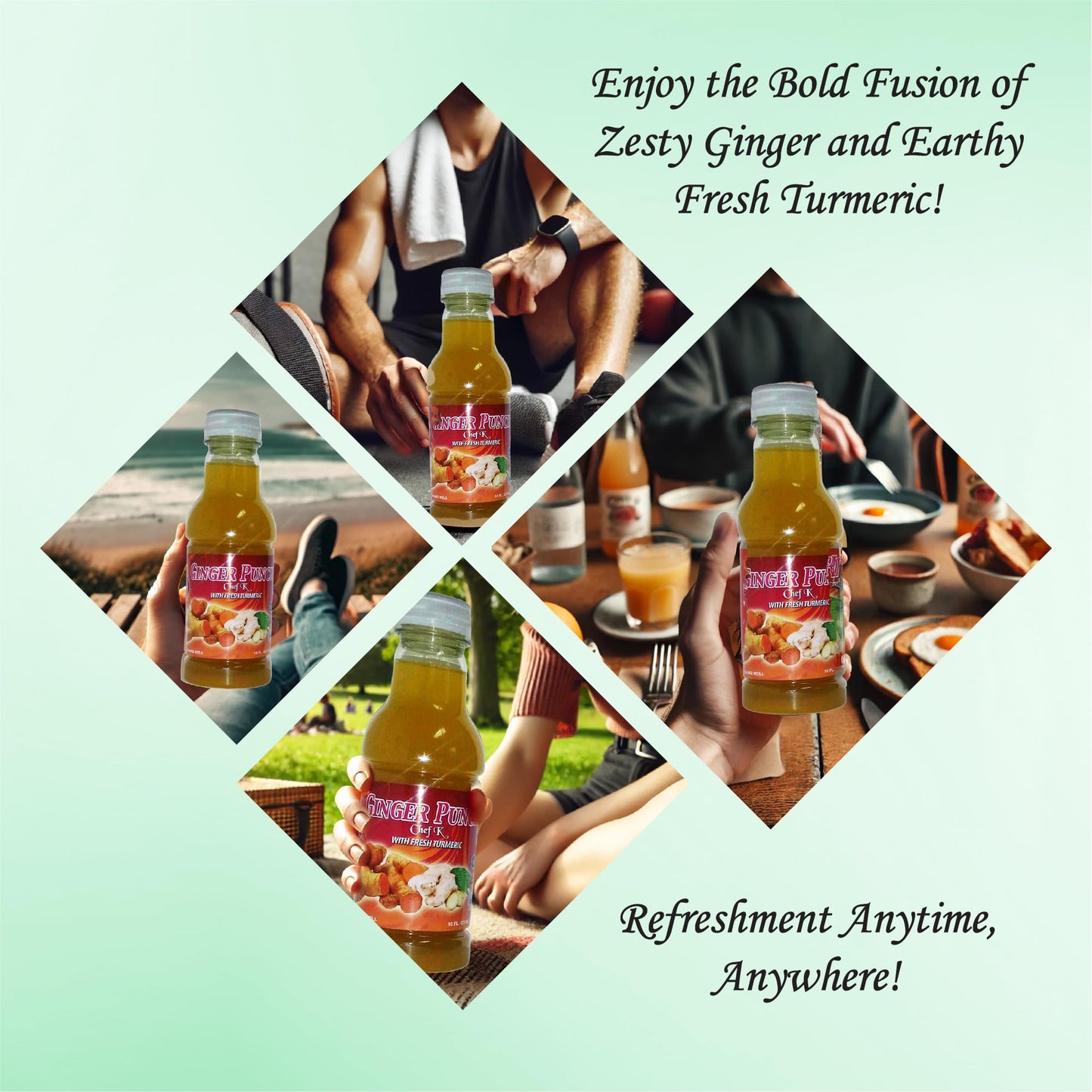 Chef K, Inc. | Ginger Punch with Fresh Turmeric - 16 oz | ImmuneBoosting Ginger Drink