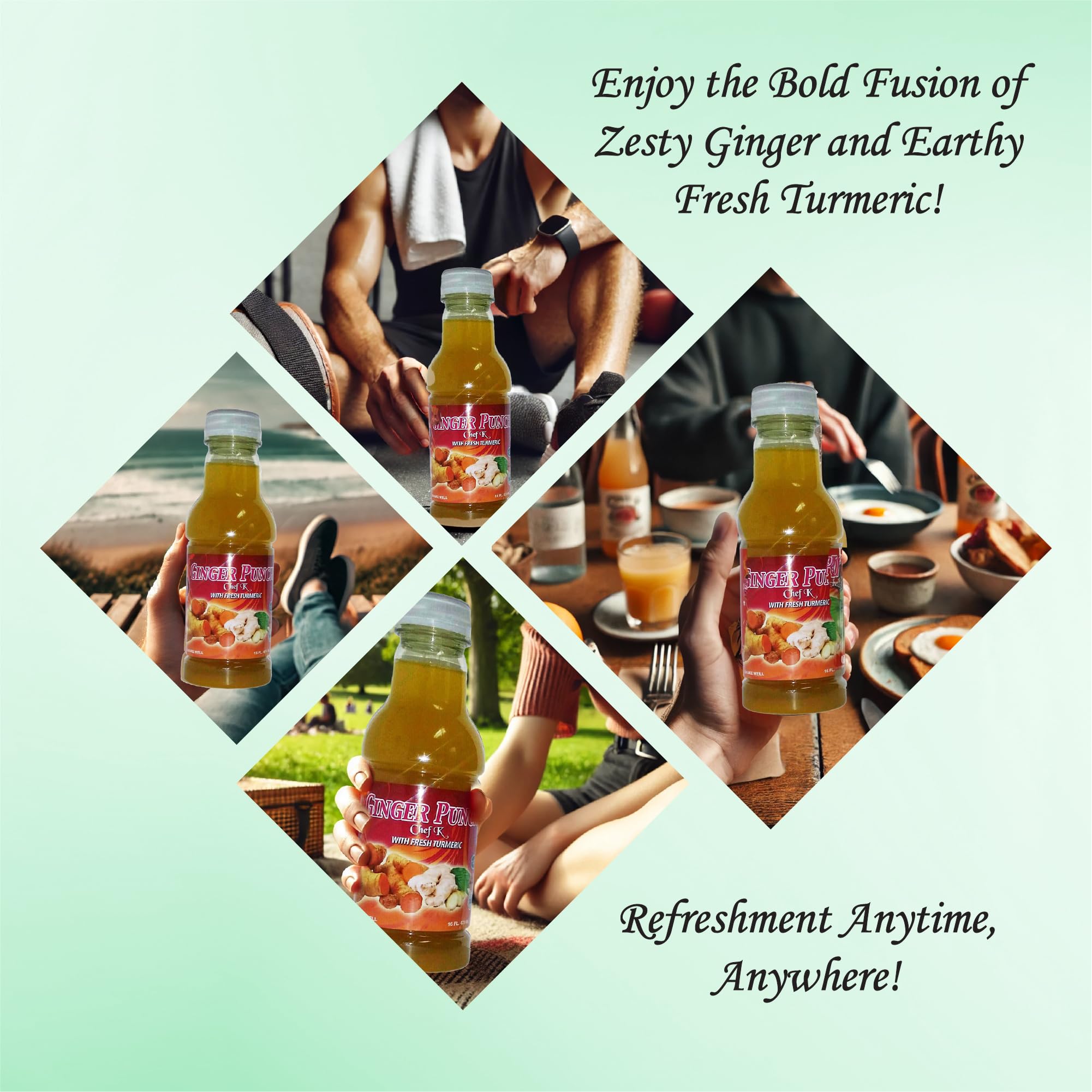 Chef K, Inc. | Ginger Punch with Fresh Turmeric - 16 oz | ImmuneBoosting Ginger Drink