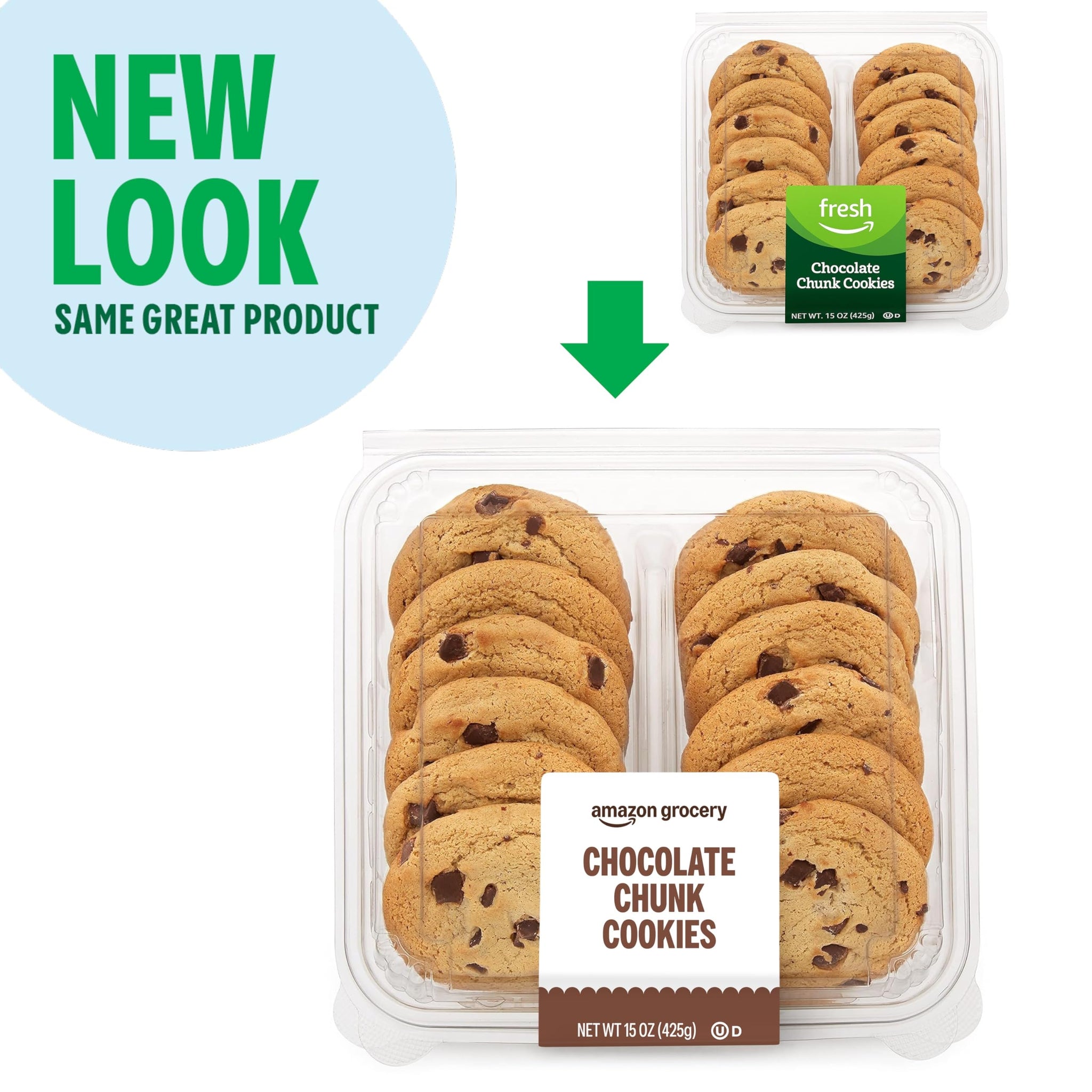 Amazon Grocery, Chocolate Chunk Cookies, 15 Oz, 12 Ct, Frozen