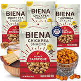 BIENA Chickpea Snacks - Crunchy Roasted Chickpeas - High Fiber Protein Snacks for Adults and Kids - 4-Pack, 5 Ounce Bags - Barbecue