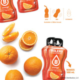 Bolero- Sugar Free Drink Mix Packets Orange Fruit Flavors | Powdered Flavored Water Packets | 36 Small Sachet On The Go Packets