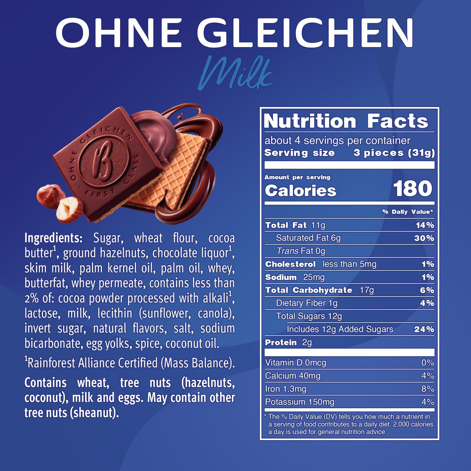 Bahlsen First Class Milk Cookies (12 boxes) - Hazelnut wafers covered in milky European chocolate - 12 boxes