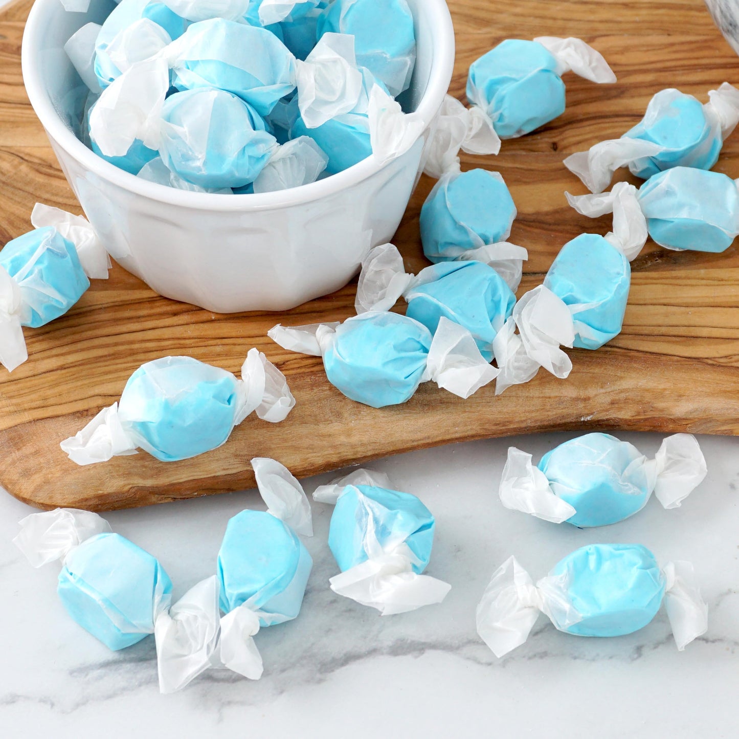 Blue Raspberry Salt Water Taffy, 1 Pound Bulk Bag, Blue Taffy, Individually Wrapped Blue Candy