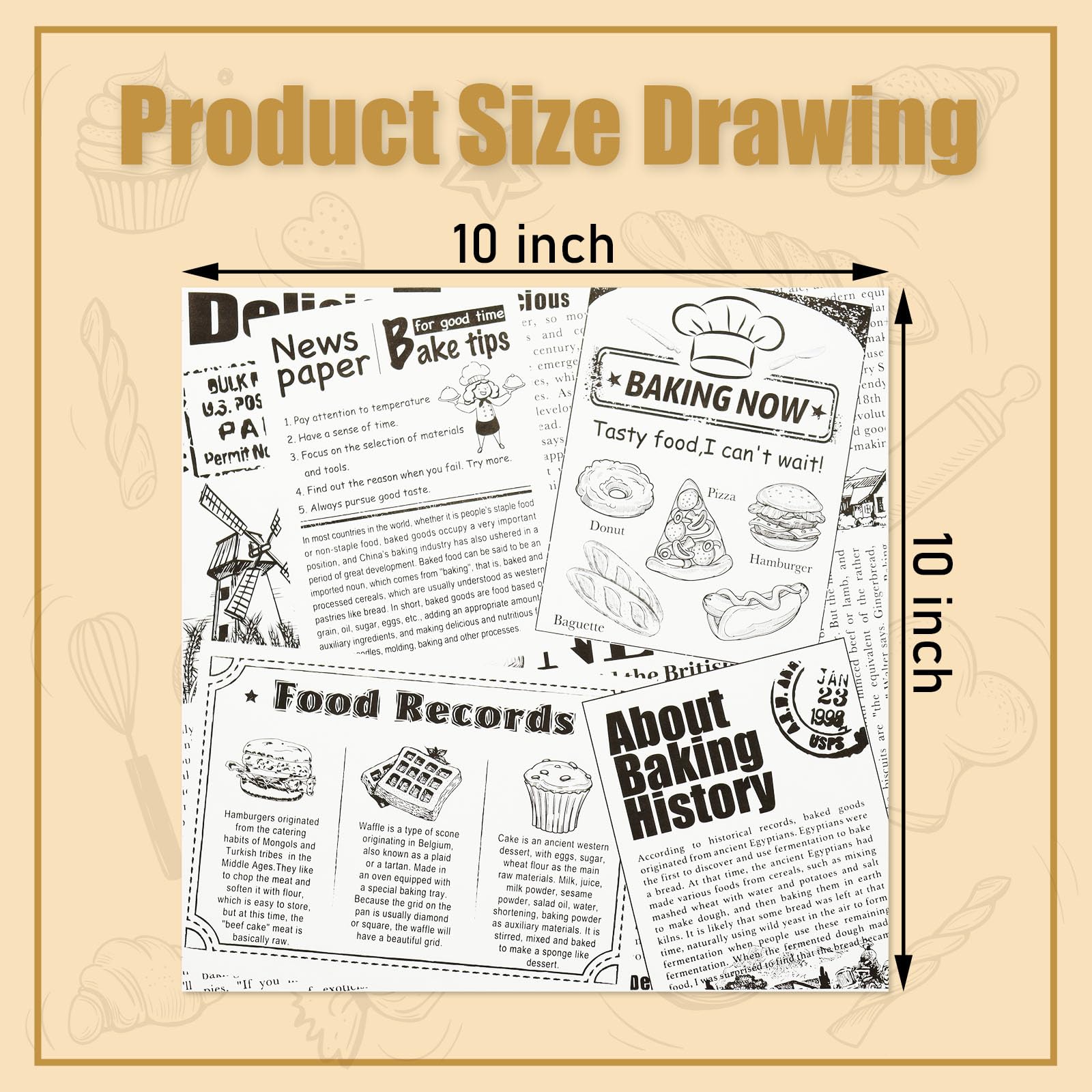 Premium Deli Paper 10"x10"- 200 Pk - Sandwich Wrapping Greaseproof Paper Sheets, Bread/Rolls Deli Paper Liners, Baskets Lining Wrappers for Fish