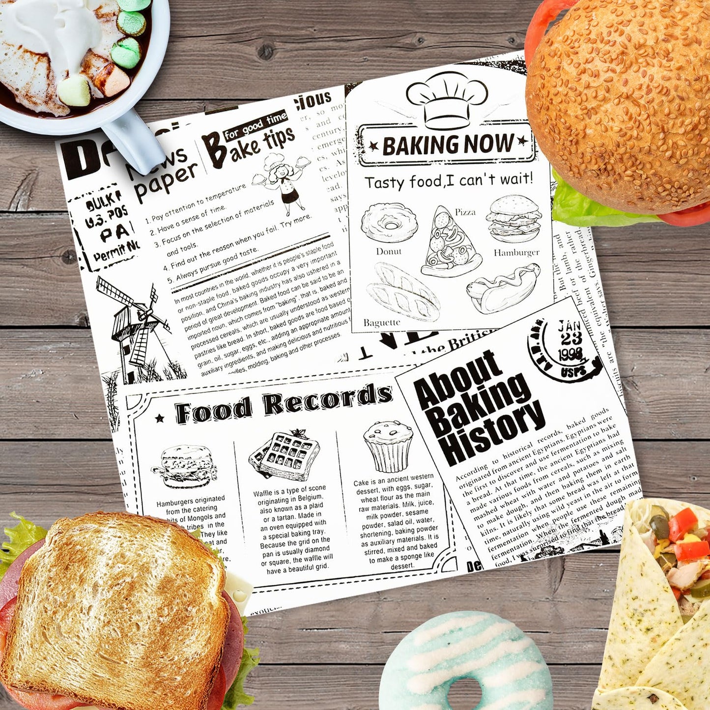 Premium Deli Paper 10"x10"- 200 Pk - Sandwich Wrapping Greaseproof Paper Sheets, Bread/Rolls Deli Paper Liners, Baskets Lining Wrappers for Fish