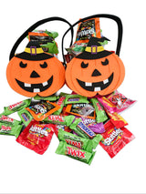 HUBZ Halloween Felt Trick or Treat Baskets, 6 Pack, Pumpkin, Witch, Pirate Themes, 5.5 x 3 x 6.7 in