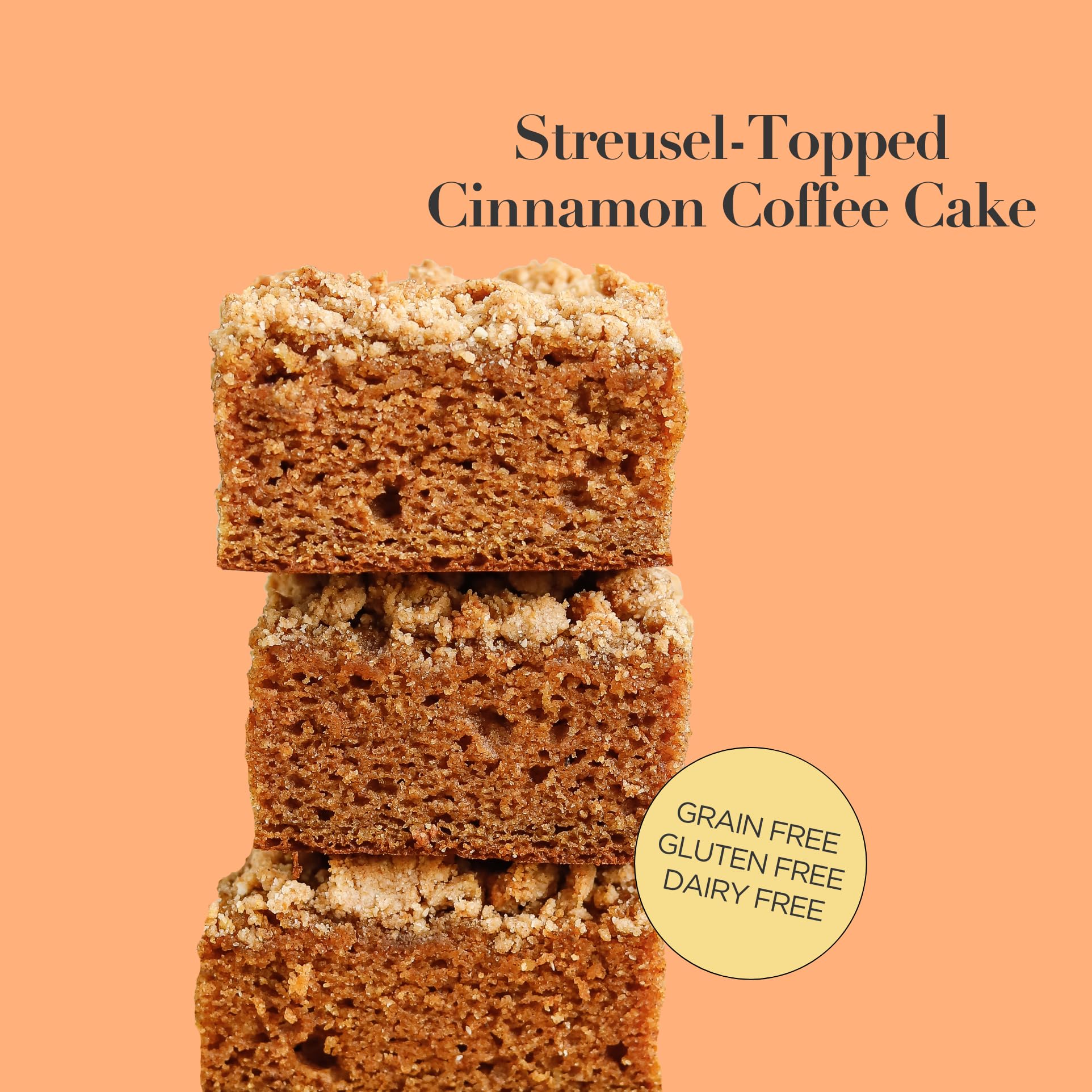 Stellar Eats Grain-Free Coffee Cake Baking Mix | Gluten-Free, Dairy-Free, Plant-Based, Paleo-Friendly, Naturally Sweetened with Date Sugar, Certified Kosher | Almond Flour-Based | 12.6 oz | 1 Pack