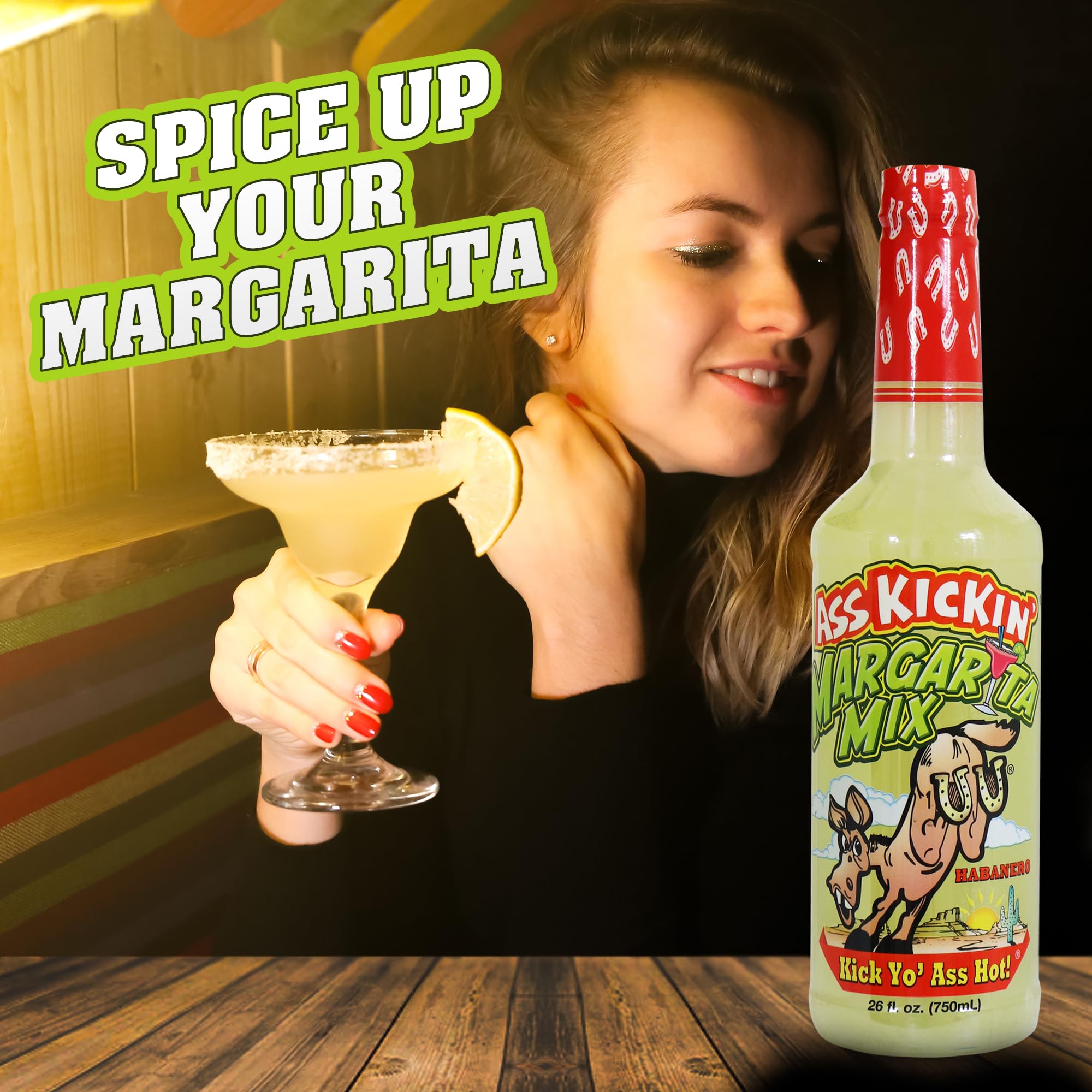 ASS KICKIN' - Margarita Mix with Habanero Pepper - 26oz. - Perfect Spicy Margarita Mix - Just Add Your Favorite Tequila, Pour into Your Marg Glasses